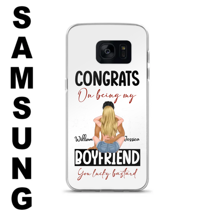 Personalized Couple Phone Case - Gift Idea For Couple/Valentines Day - Congrats On Being My Boyfriend You Lucky Bastard - Case For iPhone/Samsung
