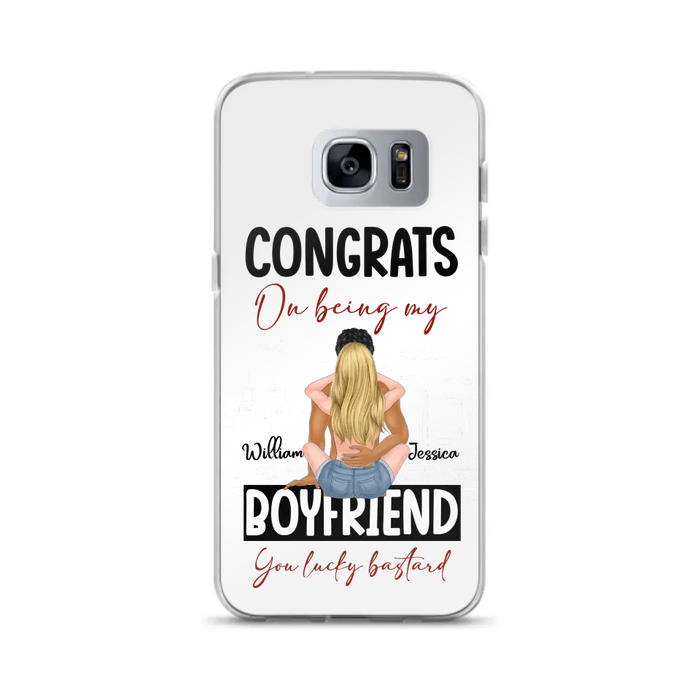 Personalized Couple Phone Case - Gift Idea For Couple/Valentines Day - Congrats On Being My Boyfriend You Lucky Bastard - Case For iPhone/Samsung