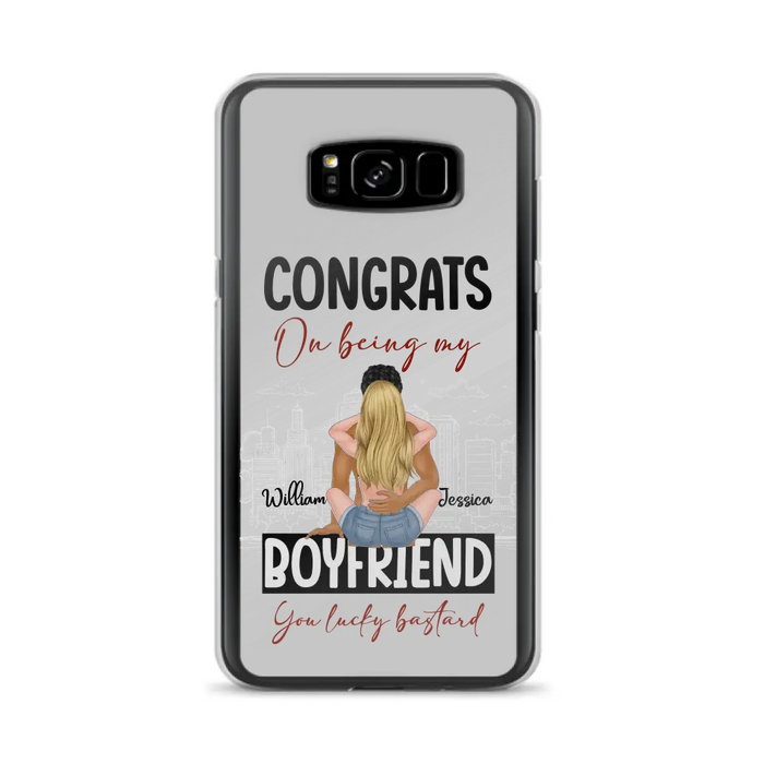 Personalized Couple Phone Case - Gift Idea For Couple/Valentines Day - Congrats On Being My Boyfriend You Lucky Bastard - Case For iPhone/Samsung