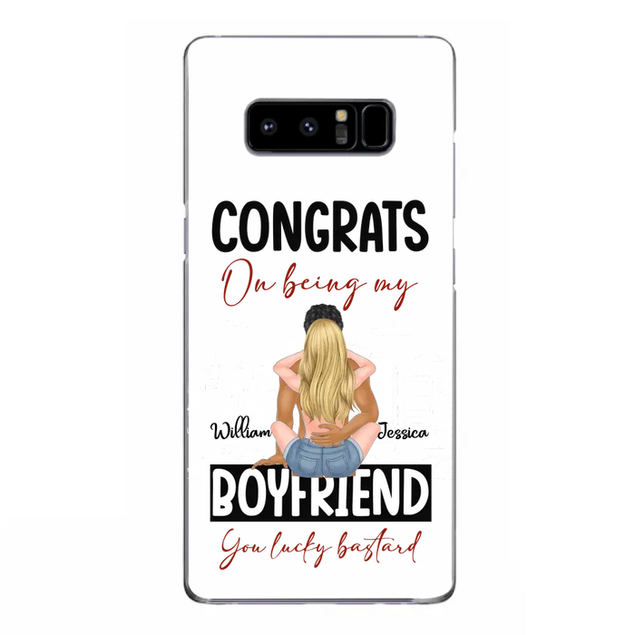 Personalized Couple Phone Case - Gift Idea For Couple/Valentines Day - Congrats On Being My Boyfriend You Lucky Bastard - Case For iPhone/Samsung