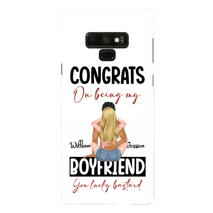 Personalized Couple Phone Case - Gift Idea For Couple/Valentines Day - Congrats On Being My Boyfriend You Lucky Bastard - Case For iPhone/Samsung