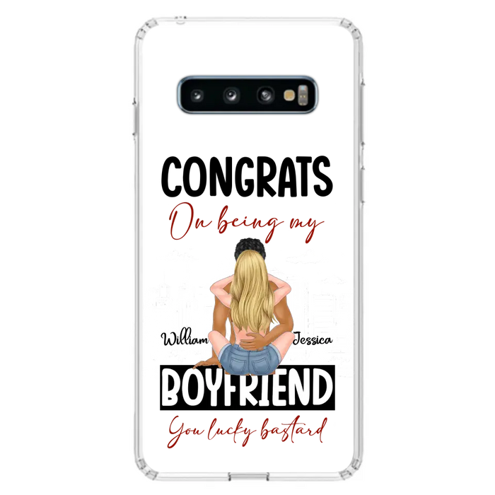Personalized Couple Phone Case - Gift Idea For Couple/Valentines Day - Congrats On Being My Boyfriend You Lucky Bastard - Case For iPhone/Samsung