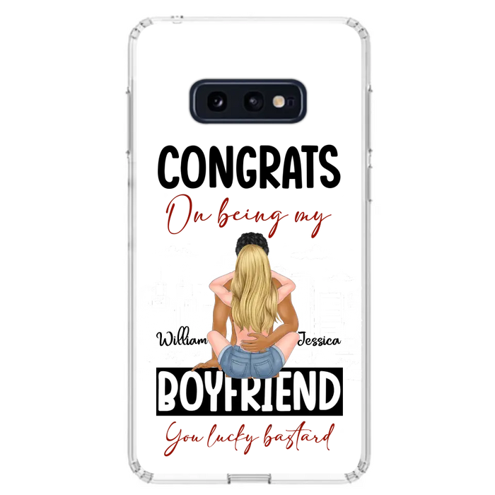 Personalized Couple Phone Case - Gift Idea For Couple/Valentines Day - Congrats On Being My Boyfriend You Lucky Bastard - Case For iPhone/Samsung