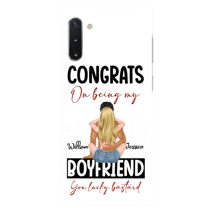 Personalized Couple Phone Case - Gift Idea For Couple/Valentines Day - Congrats On Being My Boyfriend You Lucky Bastard - Case For iPhone/Samsung