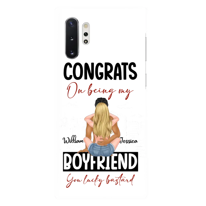 Personalized Couple Phone Case - Gift Idea For Couple/Valentines Day - Congrats On Being My Boyfriend You Lucky Bastard - Case For iPhone/Samsung