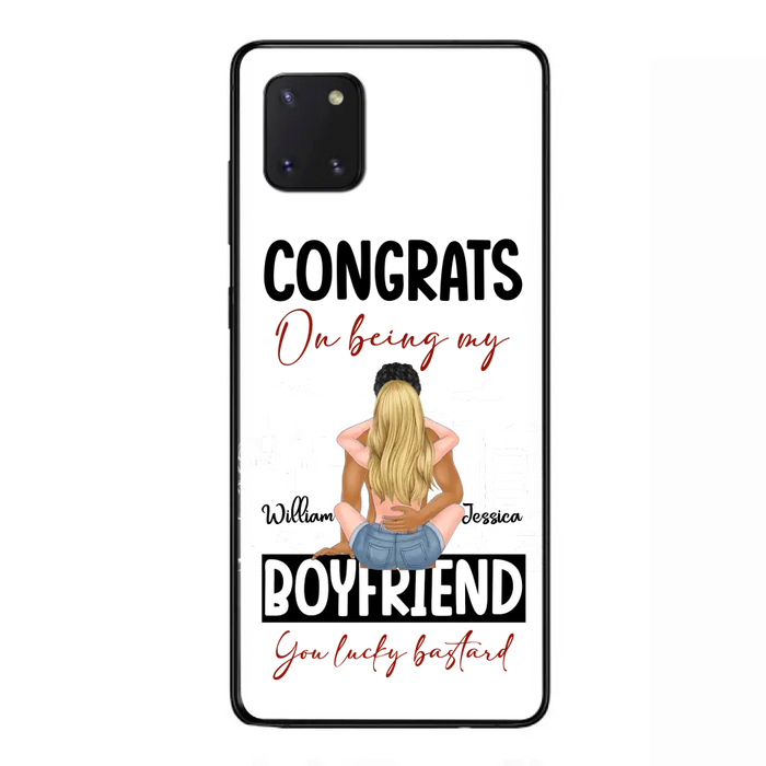 Personalized Couple Phone Case - Gift Idea For Couple/Valentines Day - Congrats On Being My Boyfriend You Lucky Bastard - Case For iPhone/Samsung