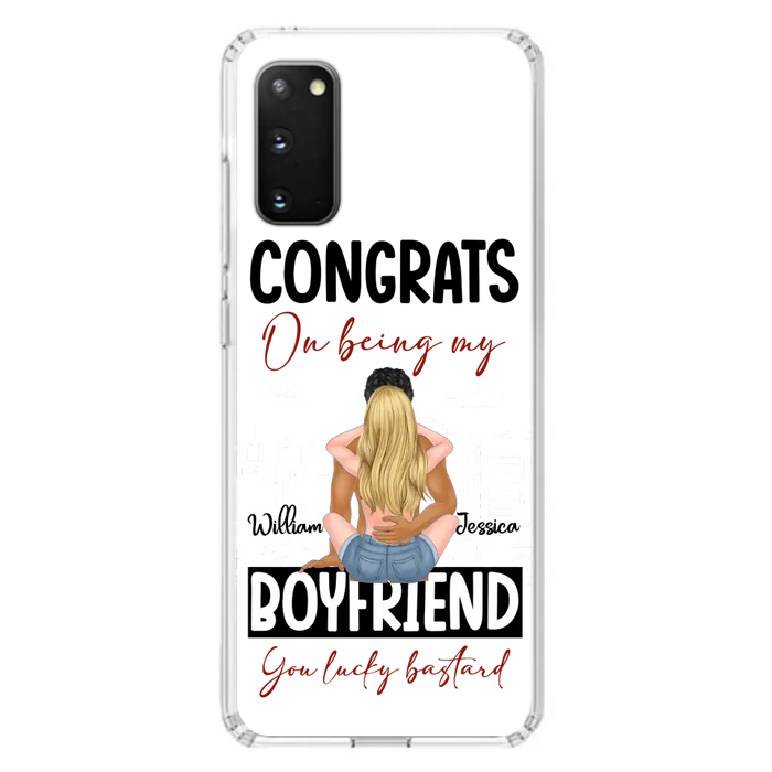 Personalized Couple Phone Case - Gift Idea For Couple/Valentines Day - Congrats On Being My Boyfriend You Lucky Bastard - Case For iPhone/Samsung