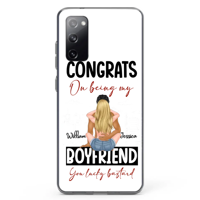 Personalized Couple Phone Case - Gift Idea For Couple/Valentines Day - Congrats On Being My Boyfriend You Lucky Bastard - Case For iPhone/Samsung