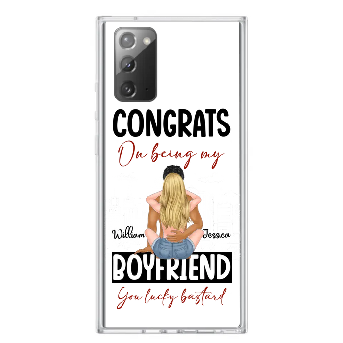 Personalized Couple Phone Case - Gift Idea For Couple/Valentines Day - Congrats On Being My Boyfriend You Lucky Bastard - Case For iPhone/Samsung