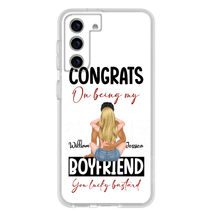 Personalized Couple Phone Case - Gift Idea For Couple/Valentines Day - Congrats On Being My Boyfriend You Lucky Bastard - Case For iPhone/Samsung