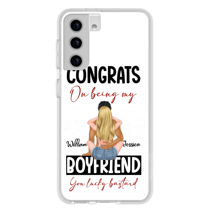 Personalized Couple Phone Case - Gift Idea For Couple/Valentines Day - Congrats On Being My Boyfriend You Lucky Bastard - Case For iPhone/Samsung