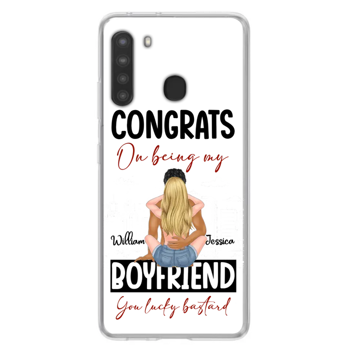 Personalized Couple Phone Case - Gift Idea For Couple/Valentines Day - Congrats On Being My Boyfriend You Lucky Bastard - Case For iPhone/Samsung