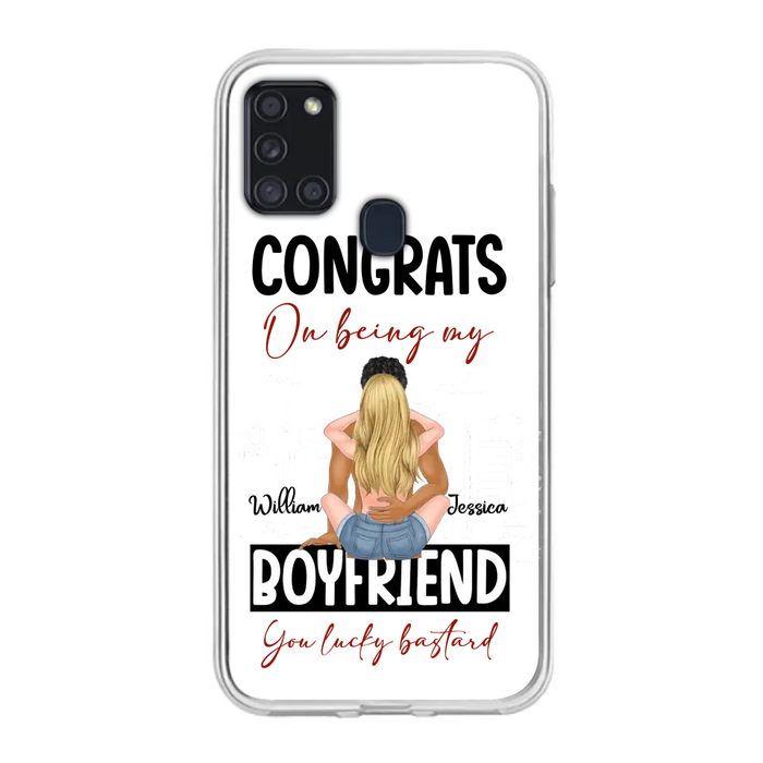 Personalized Couple Phone Case - Gift Idea For Couple/Valentines Day - Congrats On Being My Boyfriend You Lucky Bastard - Case For iPhone/Samsung