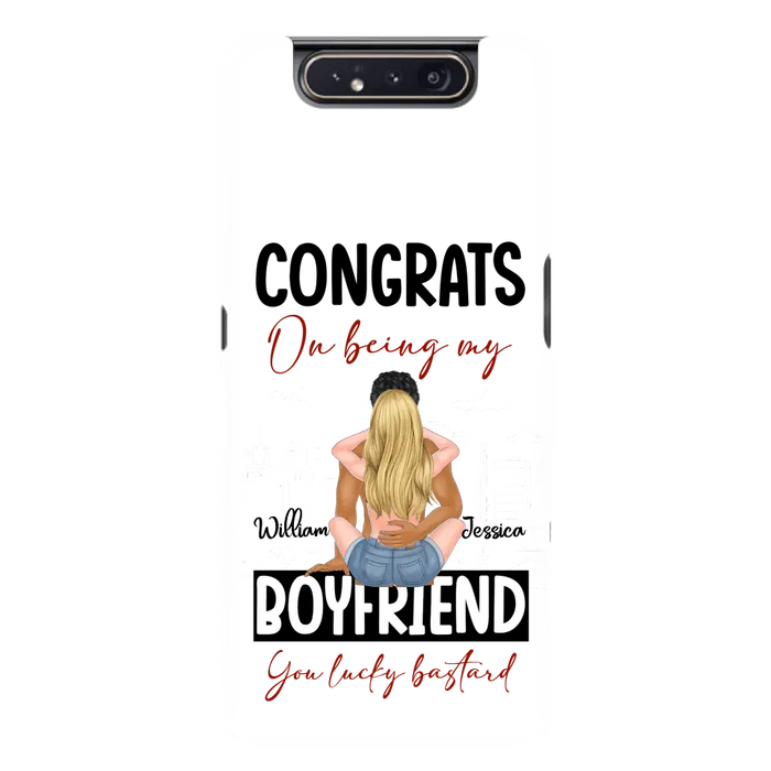 Personalized Couple Phone Case - Gift Idea For Couple/Valentines Day - Congrats On Being My Boyfriend You Lucky Bastard - Case For iPhone/Samsung