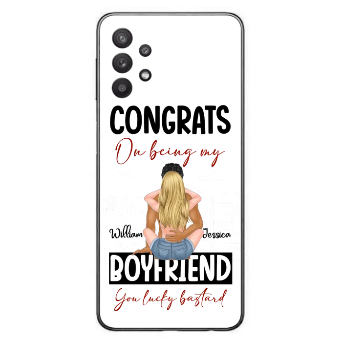 Personalized Couple Phone Case - Gift Idea For Couple/Valentines Day - Congrats On Being My Boyfriend You Lucky Bastard - Case For iPhone/Samsung