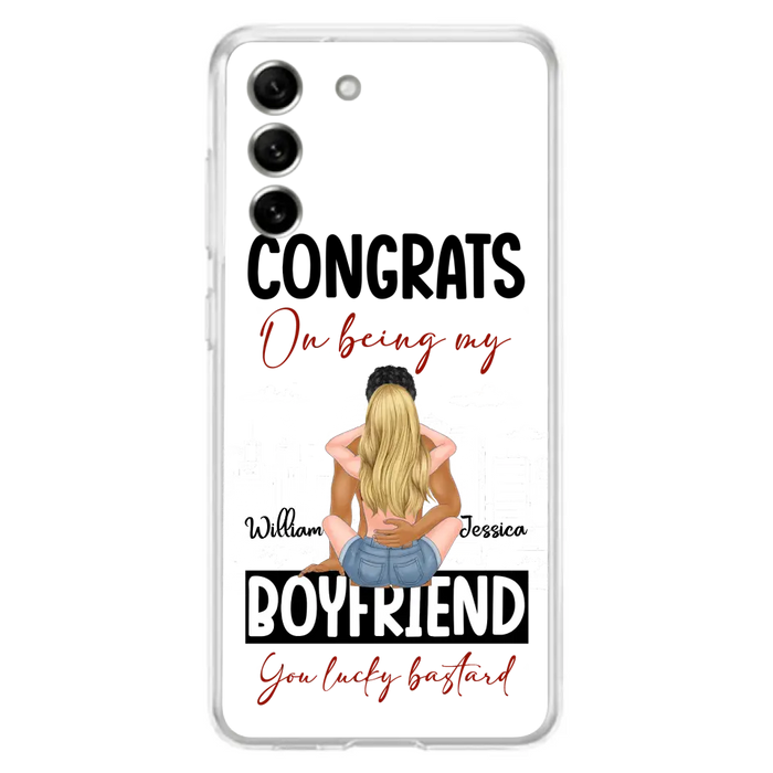 Personalized Couple Phone Case - Gift Idea For Couple/Valentines Day - Congrats On Being My Boyfriend You Lucky Bastard - Case For iPhone/Samsung