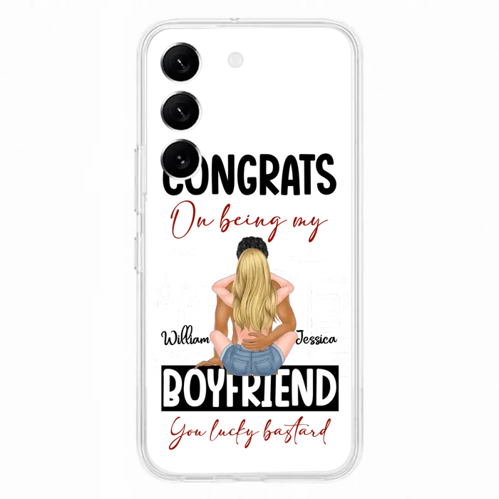 Personalized Couple Phone Case - Gift Idea For Couple/Valentines Day - Congrats On Being My Boyfriend You Lucky Bastard - Case For iPhone/Samsung