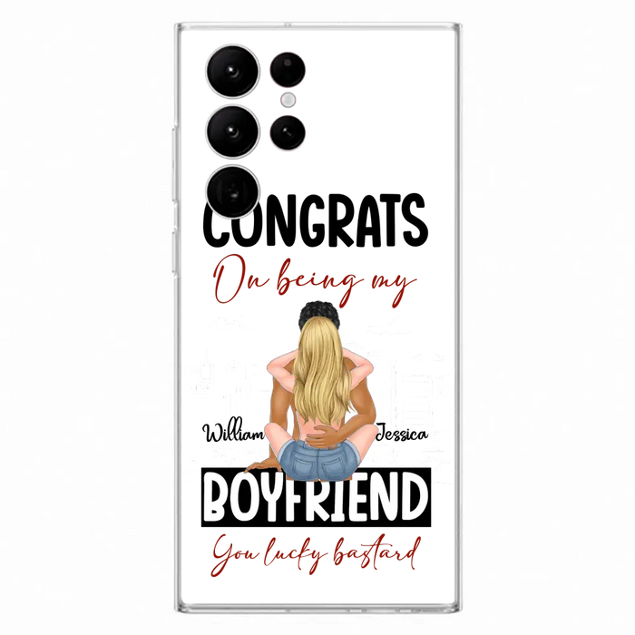 Personalized Couple Phone Case - Gift Idea For Couple/Valentines Day - Congrats On Being My Boyfriend You Lucky Bastard - Case For iPhone/Samsung