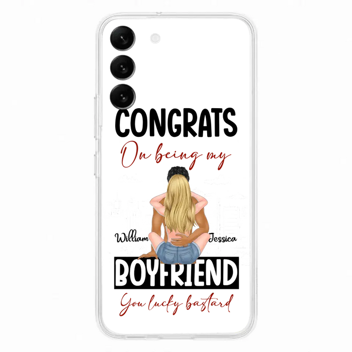 Personalized Couple Phone Case - Gift Idea For Couple/Valentines Day - Congrats On Being My Boyfriend You Lucky Bastard - Case For iPhone/Samsung