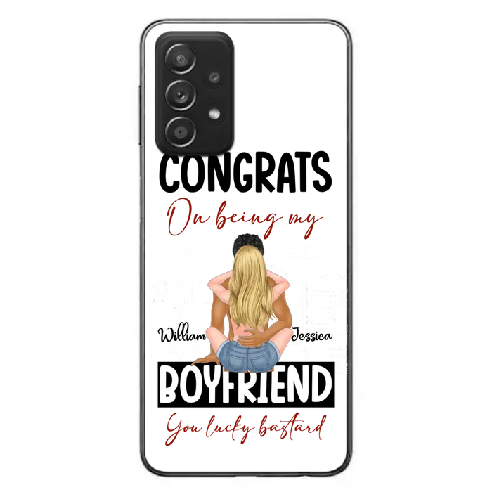 Personalized Couple Phone Case - Gift Idea For Couple/Valentines Day - Congrats On Being My Boyfriend You Lucky Bastard - Case For iPhone/Samsung