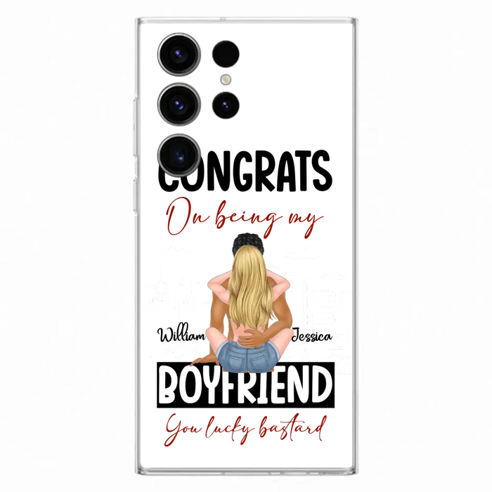 Personalized Couple Phone Case - Gift Idea For Couple/Valentines Day - Congrats On Being My Boyfriend You Lucky Bastard - Case For iPhone/Samsung