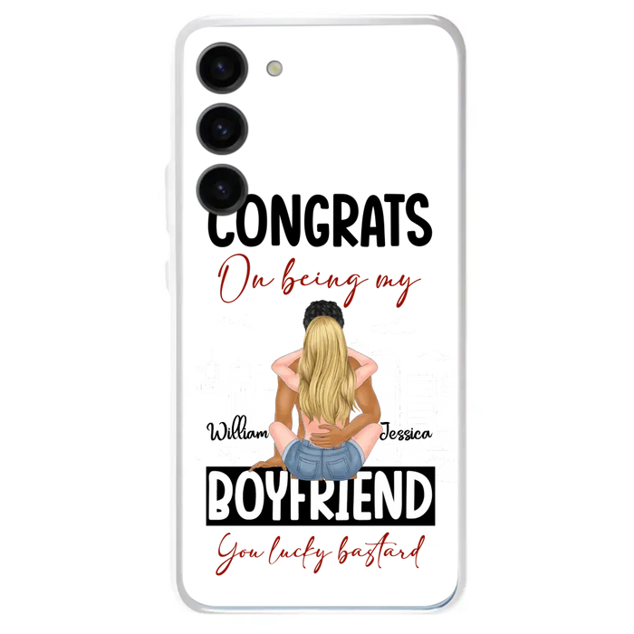 Personalized Couple Phone Case - Gift Idea For Couple/Valentines Day - Congrats On Being My Boyfriend You Lucky Bastard - Case For iPhone/Samsung