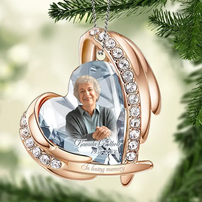 Personalized Heart Crystal Jewelry Acrylic Ornament - Memorial Gift Idea For Family Member - Upload Photo - In Loving Memory