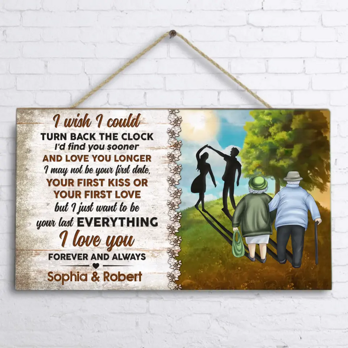 Personalized Couple Rectangle Door Sign - Gift Idea For Couple - I Wish I Could Turn Back The Clock