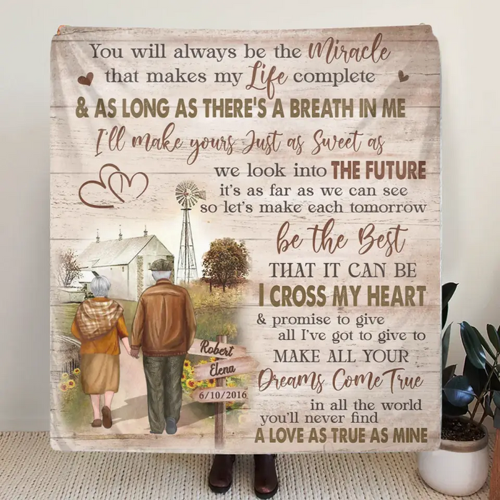Personalized Couple Quilt & Fleece Throw Blanket - Gift Idea For Couple/Husband & Wife - You Will Always Be The Miracle