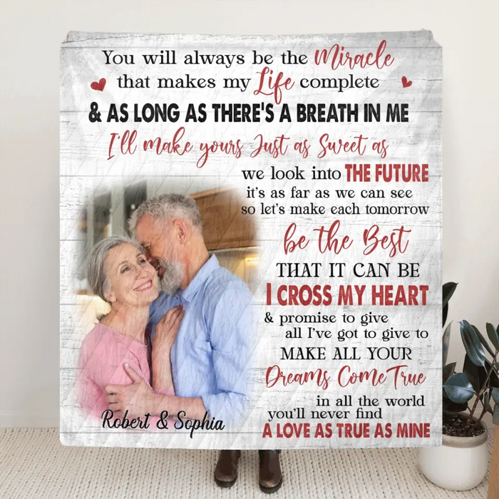 Personalized Couple Quilt & Fleece Blanket - Gift Idea For Couple/Husband & Wife - Upload Photo - You Will Always Be The Miracle