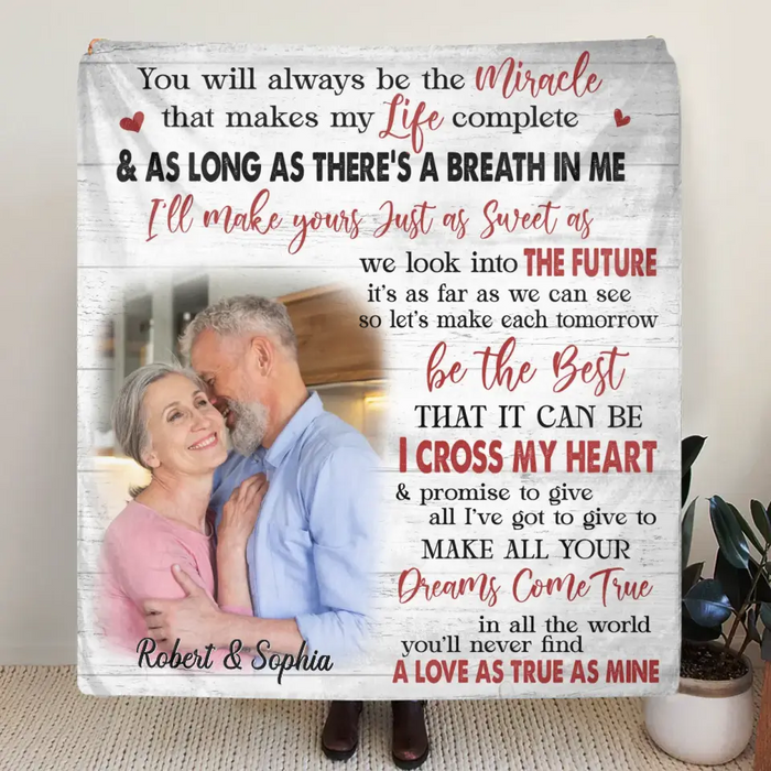 Personalized Couple Quilt & Fleece Blanket - Gift Idea For Couple/Husband & Wife - Upload Photo - You Will Always Be The Miracle