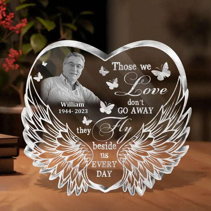 Personalized In Loving Memory Acrylic Plaque - Memorial Gift Idea For Christmas/Family Member - Upload Photo - Those We Love Don't Go Away They Fly Beside Us Every Day