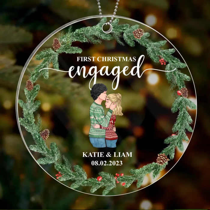 Personalized Couple Circle Acrylic Ornament  - Christmas Gift Idea For Couple - First Christmas Engaged