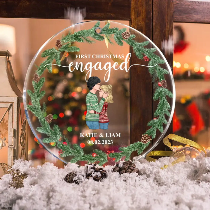Personalized Couple Circle Acrylic Ornament  - Christmas Gift Idea For Couple - First Christmas Engaged