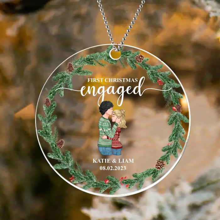 Personalized Couple Circle Acrylic Ornament  - Christmas Gift Idea For Couple - First Christmas Engaged