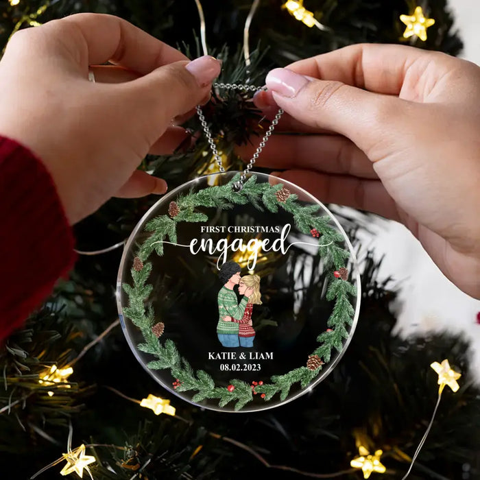 Personalized Couple Circle Acrylic Ornament  - Christmas Gift Idea For Couple - First Christmas Engaged