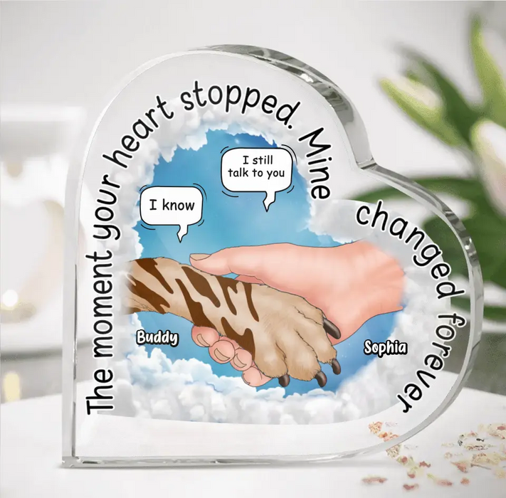 Personalized Memorial Dog Acrylic Plaque - Memorial Gift Idea for Dog Owners - The Moment Your Heart Stopped Mine Changed Forever