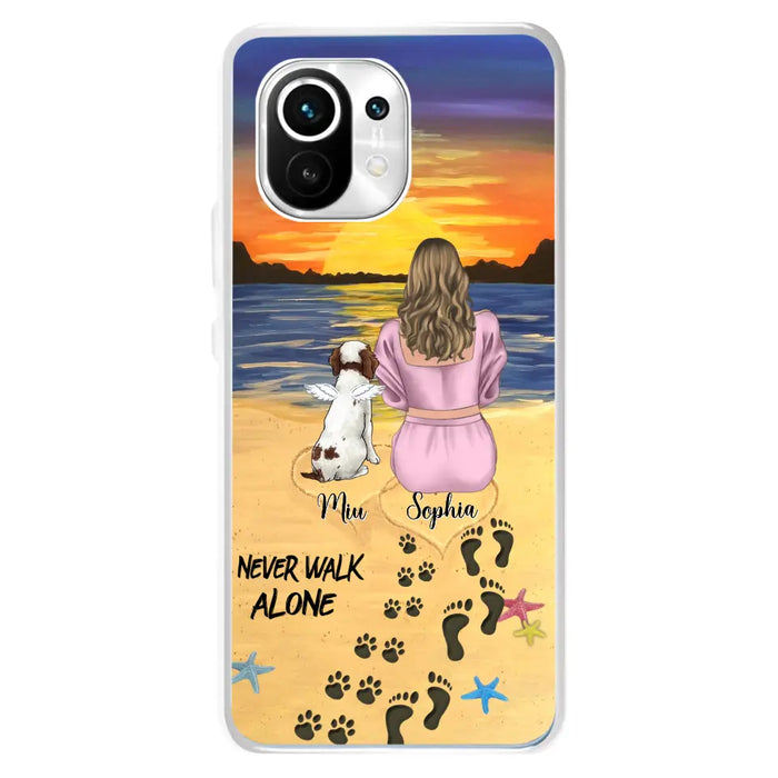 Personalized Memorial Dog Mom Phone Case - Up to 3 Dogs - Memorial Gift Idea for Dog Owners - Never Walk Alone - Case for Xiaomi/Huawei/Oppo