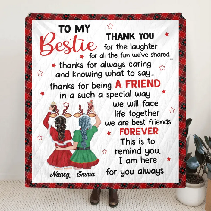 Personalized To My Bestie Quilt/Fleece Blanket - Gift Idea For Friends - To My Bestie Thank You For The Laughter For All The Fun We've Shared