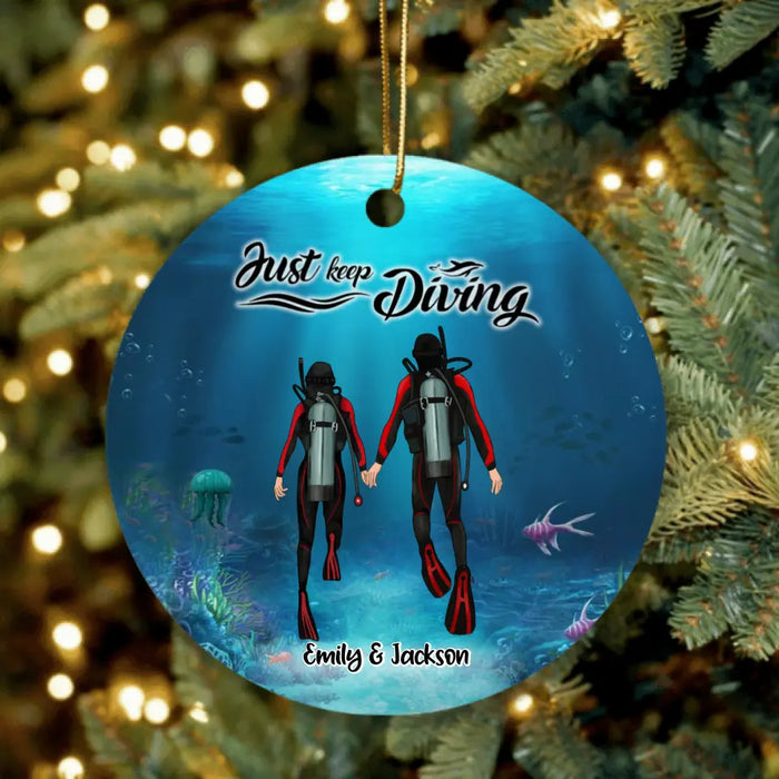 Personalized Couple Diving Ornament - Best Gift For Couple - Just Keep Diving
