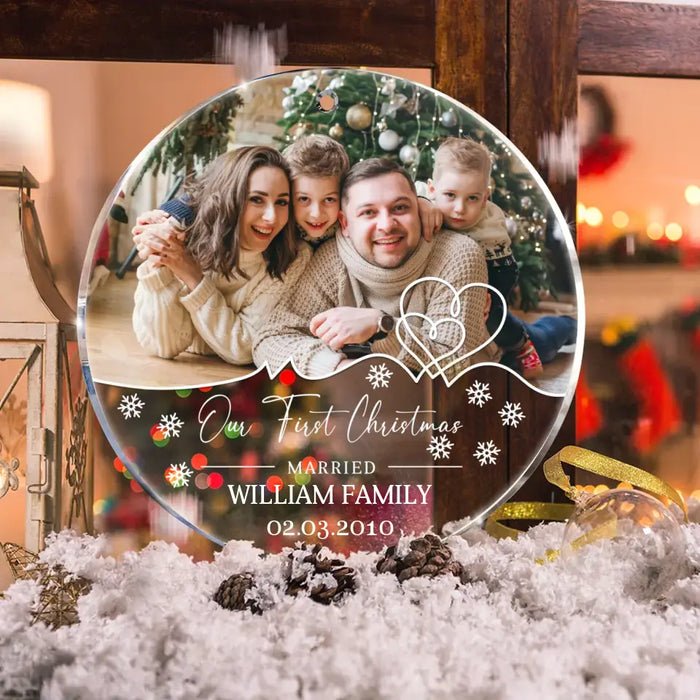 Personalized Couple Photo Acrylic Ornament - Christmas Gift Idea for Couple/Family - Our First Christmas