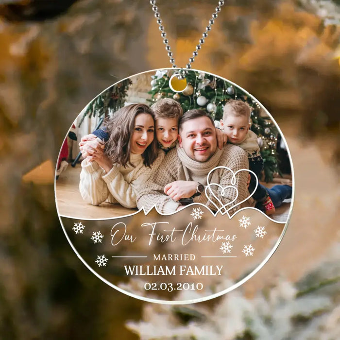 Personalized Couple Photo Acrylic Ornament - Christmas Gift Idea for Couple/Family - Our First Christmas