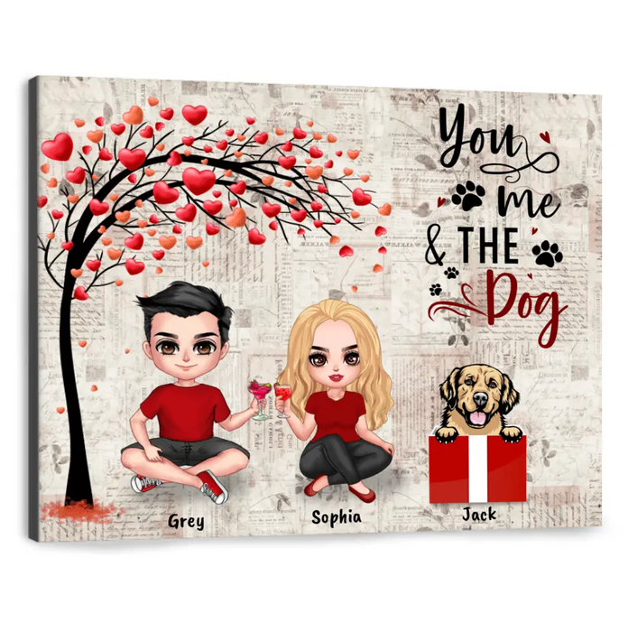 Personalized Couple Canvas - Up to 5 Dogs - Gifts for Couples - Happy Valentine's Day