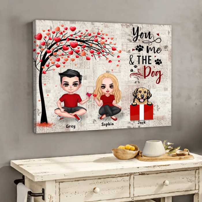Personalized Couple Canvas - Up to 5 Dogs - Gifts for Couples - Happy Valentine's Day