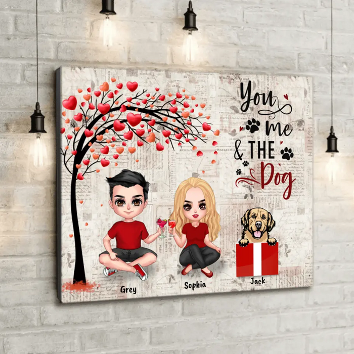 Personalized Couple Canvas - Up to 5 Dogs - Gifts for Couples - Happy Valentine's Day