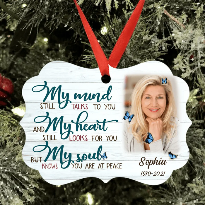 Personalized Photo Rectangle Ornament - My Mind Still Talks To You