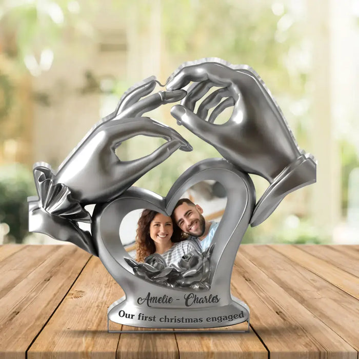 Personalized Couple Photo Acrylic Plaque - Gift Idea for Couple/Him/Her - Our First Christmas Engaged