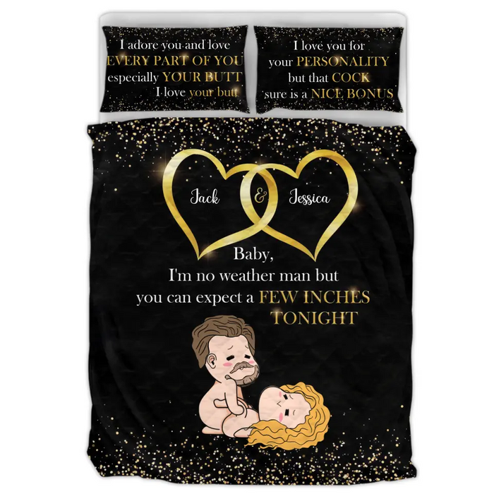 Personalized Couple Quilt Bed Sets - Gift Idea For Him/Her - Baby I'm No Weather Man