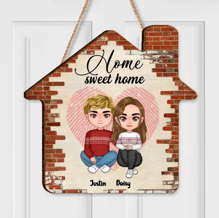 Personalized Couple House Wooden Sign - Gift Idea For Couple/Him/Her - Home Sweet Home