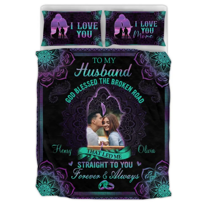 Personalized Couple Quilt Bed Sets - Gift Idea For Him/Her - Upload Photo - To My Husband